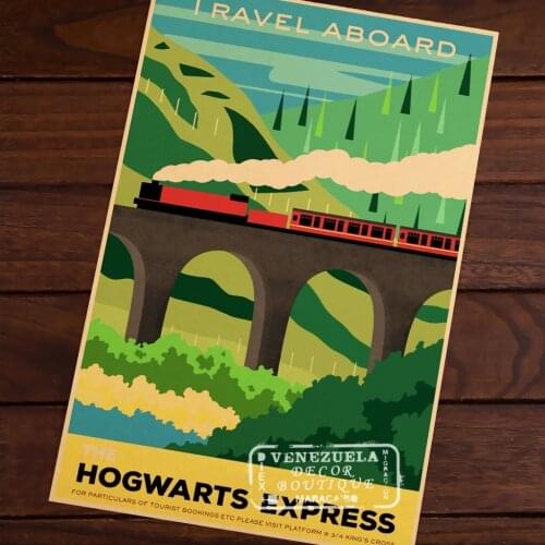 The Hogwarts Express Travel Room Frame Vintage Kraft Decorative Poster DIY Wall Canvas Sticker Delicate Home Bar Decor Gift