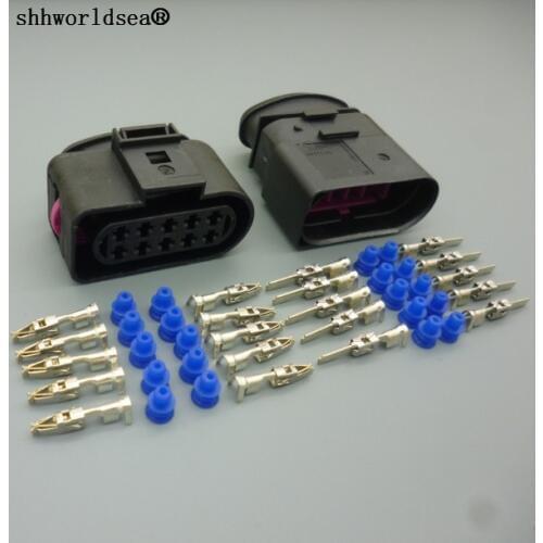 Shhworldsea 1 set For VW for Volkswagen HID Xenon Headlight adapters 10 pins Male & female connector
