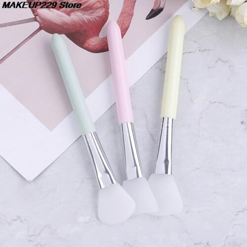Silicone Mask Brush Soft Skin Care Mud Mixing Face Mask Makeup Brushes Wooden Handle Facial Foundation 16.5cm 3 Styles