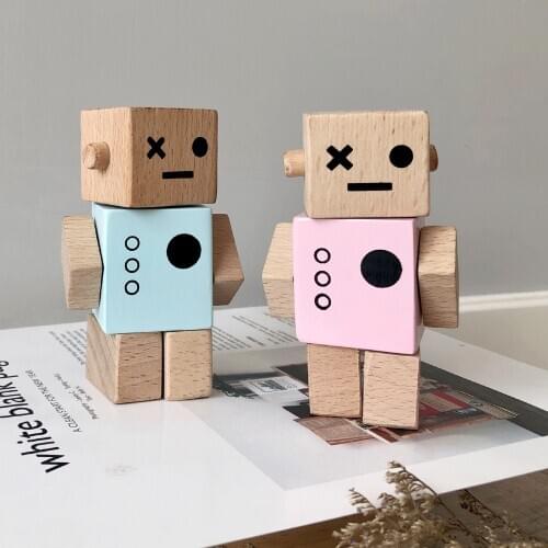 Nordic Fashion Robot Toys Wooden Baby Toys For Kids Boy Wooden DIY Room Decor Presents Baby Block Children Goods Toys Gifts