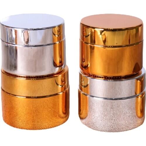 5G 10G 15G 20G 30G 50G Gold Glass Cream Jar Empty Silver Glass Cosmetic Packaging Container Refillable Bottle 20pcs/Lot