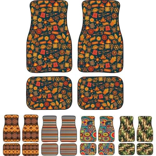 Boho Printed 4 Piece Universal Fit Car Floor Mats,Anti Skid Front & Rear Floor Capets for SUV Sedan Va For Peugeot 206 207 307