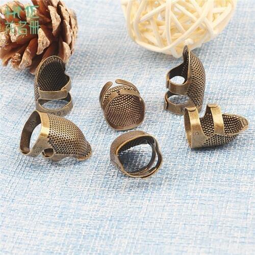 Vintage Copper Finger Protector Needle Thimble Antique Ring Handworking Stitching Tools DIY Crafts Sewing Accessories 1pc/lot