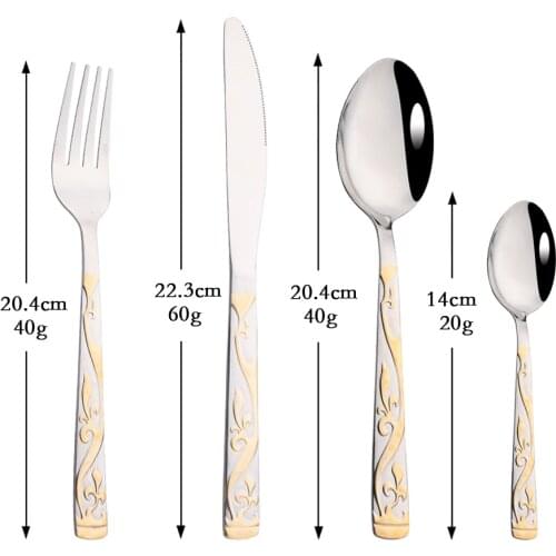 Mirror Luxury Gold Dinnerware Cutlery Set Stainless Steel Tableware Kitchen Knife Fork Spoon Flatware Silverware Dishwasher Safe