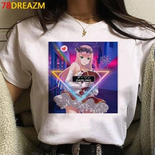 Darling in the Franxx summer top men kawaii couple tumblr summer top graphic tees women white t shirt