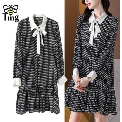 Tingfly Vintage Casual Floral Printing Spring Autumn Loose Chic Short Dresses Large Size Single Breasted Button Up Vestidos Robe