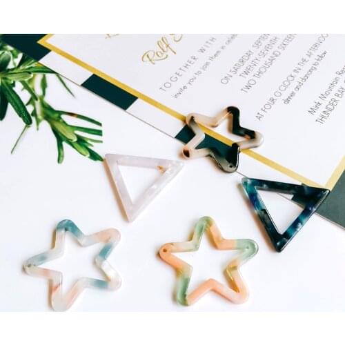 Star Triangle Shape Resin Plastic Acetic Acid Eardrop Diy Material Pendant Necklace Earring Charms Jewelry Component 8pcs