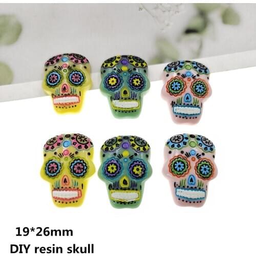 10pcs/lot DIY flat back handmade colorful resin skull charm fashion jewellery charm pendant