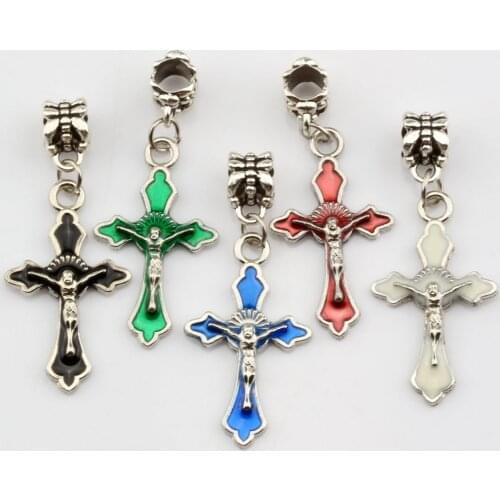 Hot sell ! 100pcs Mix Color Enamel Cross Charm Dangle Bead Fit Charm Bracelet DIY Jewelry (k 0101)