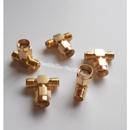 1Pcs RP SMA Connector Male To 2 Two RPSMA Connector Female Triple T In Series RF Adapter Connector 3 Way