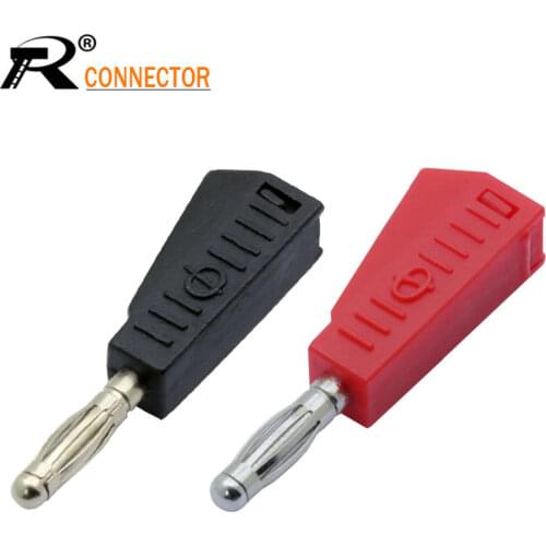 2pairs banana plug red+black 4mm speaker banana male plug connector binding post terminals 4pcs/lot