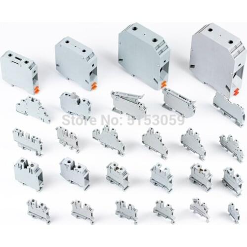 2PCS Try Out UK Series Universal DIN Rail Mounted Terminal Blocks Screw Type Connector Electrical Crimp Terminator