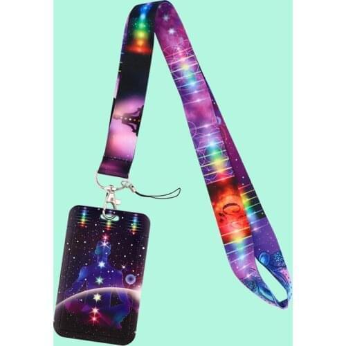 20pcs/lot G2100 Cartoon Yoga Card Holder With Lanyards For Keys Phone ID Badge Fashion Mobile Phone Neck Strap Hang Rope