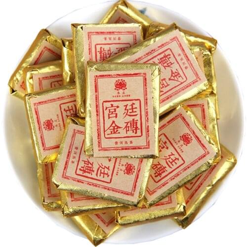2016 Yunnan Date Fragrant Small Square Brick Shu Puer Chinese Tea Spring Palace Small Gold Brick Ripe Puer Chinese Tea 100g