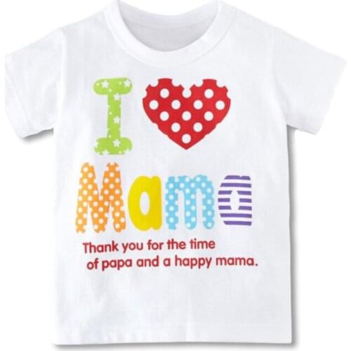 2018 Summer Boys Short Sleeve T Shirts Cartoon Print Cotton Baby Girls T-Shirt I Love Pa Pa Ma Ma Series Childrens Clothing