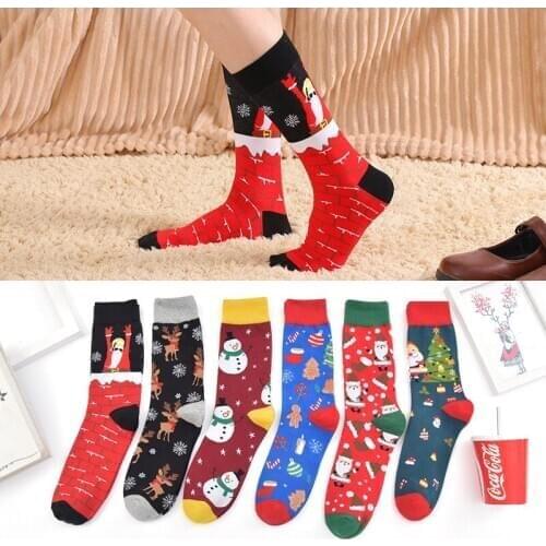 2020 Christmas Series Cotton Men Tube Socks Funny Happy Personality Cartoon Mens Long Socks absorbs Sweat Thicken Plus Sizes