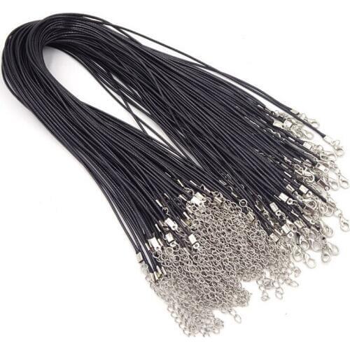 50pcs PU Handmade Leather cord Adjustable Braided Rope Pendant Charms Findings Lobster Clasp String Cord For DIY Jewelry