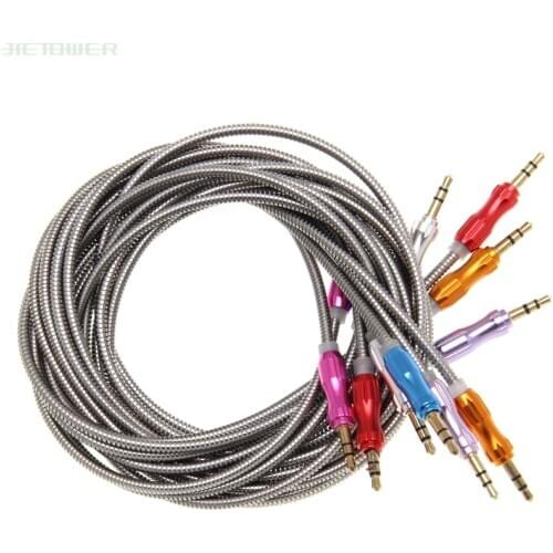 500pcs/lot AUX Gourd Style Heavy Metal Audio Cable Durable 3.5mm Male To Male Audio Cable Plug for Mp3 Car Speaker