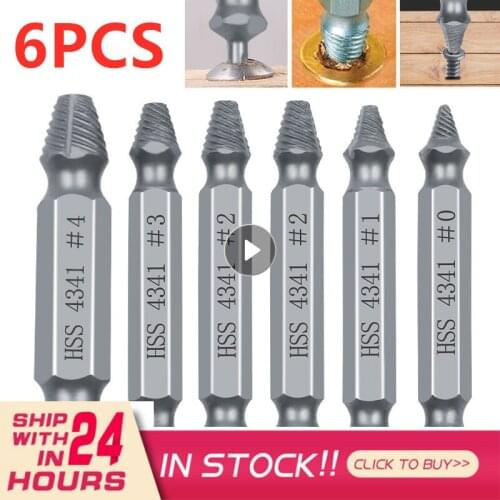 6pcs Damaged Screw Extractor Drill Bit Set Easily Take Out Broken Screw Bolt Remover Stripped Screws Extractor Demolition Tools