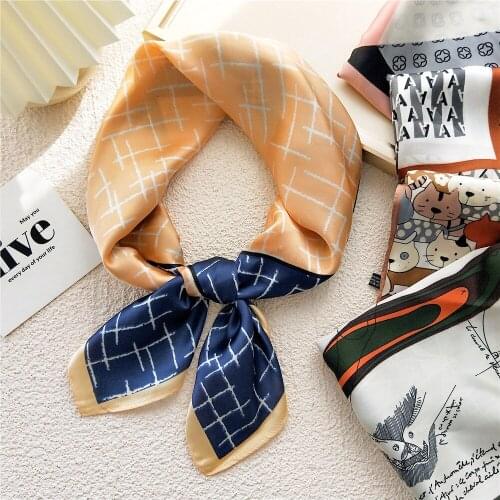 70CM Square Silk Scarf Women Fashion Professional Lady Matching Shirt Scarf Belt Neck Guard Tie 2021 Design Shawl Womens Bandana
