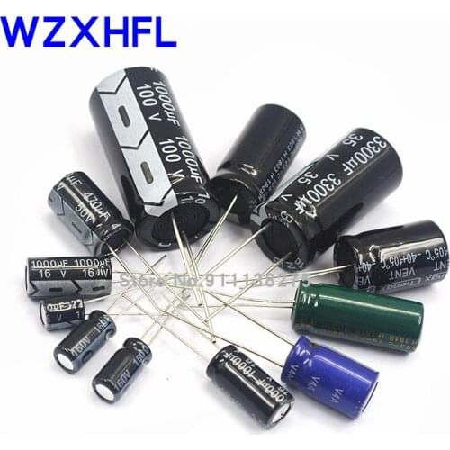 2-50pcs 10V 16V 25V 35V 50V 63V 100V Aluminum Electrolytic Capacitor 100UF 220UF 330UF 470UF 680UF 1000UF 2200UF 3300UF 4700UF