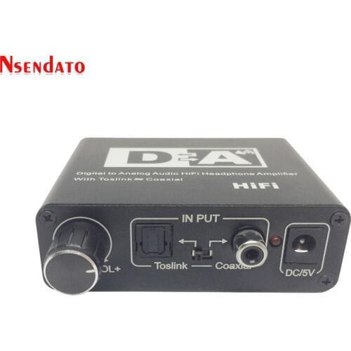 Digital To Analog Audio Hifi Headphone Amplifier Converter Toslink Coaxial To Toslink Coaxial 3.5mm Adapter with Power adapter