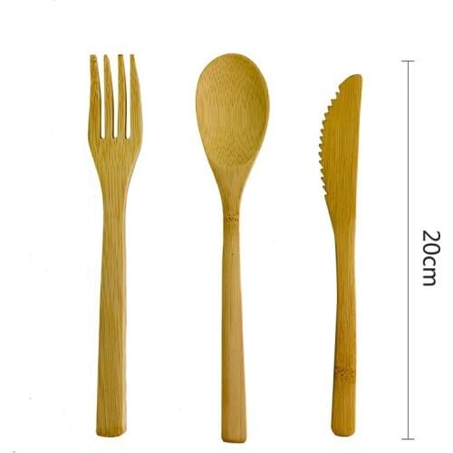 Bamboo Cutlery Utensils 100% Organic Bamboo Reusable Biodegradable BPA Free Include Forks Spoon Knife Pack Great for Camping
