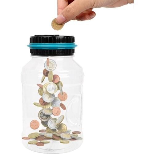 Battery Powered ABS Coins Storage Jar 1.8L Digital LCD Screen with Automatic Counter For USD EURO Money Saving Box Piggy Bank
