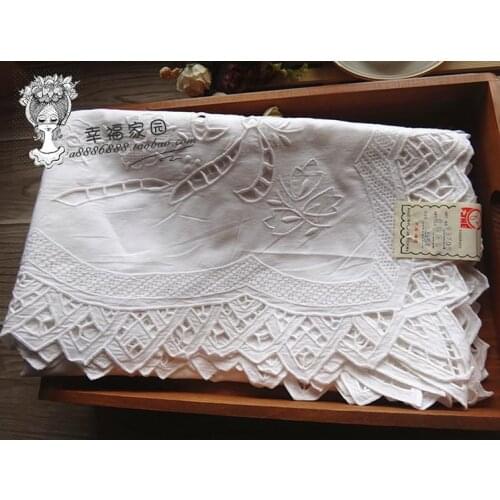 British exports collectibles * Hand Drawn white cotton openwork lace embroidered tablecloths catch / cover towel