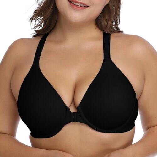 Deep V Big Size Plunge Bras For Women Sexy Lingerie Unlined Underwire Bassiere Front Close 36 38 40 42 44 46 48 50 C D E F G Cup