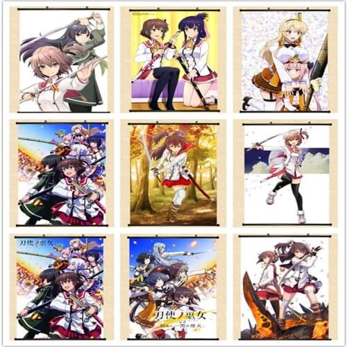 Coscase Anime Katana Maidens Toji No Miko Kanami Eto Mai Yanase Sayaka Itomi Home Decor Wall Scroll Poster Decorative Picture