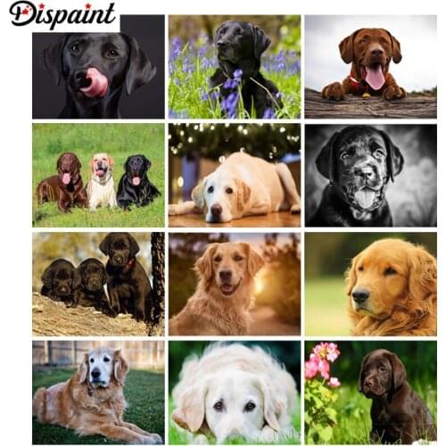 Dispaint Diamond Embroidery "Animal dog landscape" Pattern DIY 5D Diamond Painting Needlework Cross Stitch Full Drill Painting