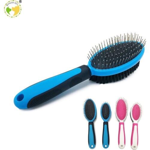 Bonzerpet Pet Double Sides Pin Brush Dog Cat Comb Pet Faces Fur Grooming Tool For Long & Short Hair Dogs расческа для собак