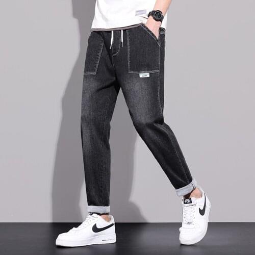 Brand Spring Autumn New Design Cotton Jeans Men High Quality Korea Style Hip Hop Pants Streetwear Black Fashion Trousers Male