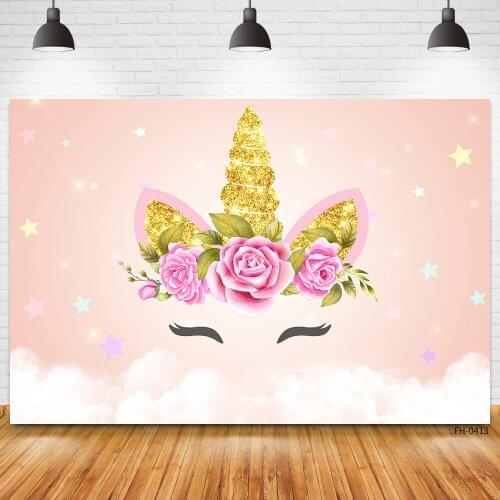 Custom Name Children Photophone Unicorn Backdrop Baby Shower Birthday Party Photography Photographic Background For Photo Studio