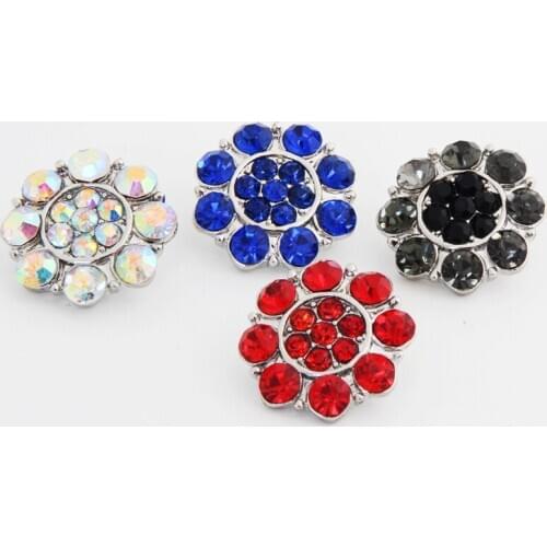 Hot KZ1201 Elegant Rhinestone Flower 18mm charm snap buttons fit DIY beauty snaps Bangles necklaces jewelry wholesale