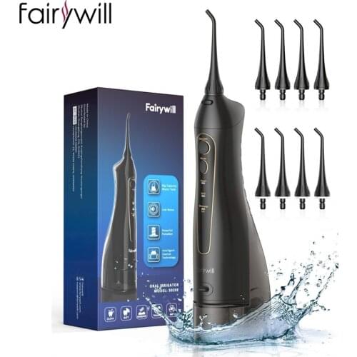 Fairywill Water Flossers 300ML Oral Irrigator Rechargeable Large Capacity Portable Dental Water Tank Waterproof Teeth Cleaner