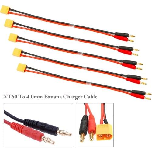 1pcs XT60 To 4.0mm Banana Plug Connector Lipo Battery Charge Cable 16AWG 15cm For RC Lipo Car Boat Helicopter Quadcopter Toys