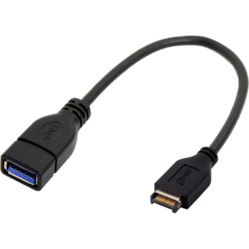 Cablecc USB 3.0 Type-A Female to USB 3.1 Front Panel Header Extension Cable 20cm