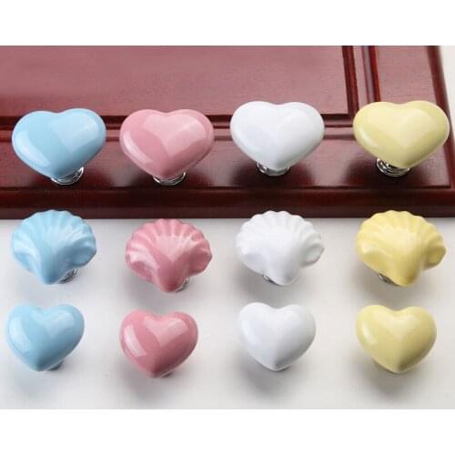 Heart Round Shape Ceramic Drawer Handles Children Door Handle Cabinet Knobs Kid Dresser Knob Kitchen Furniture Cupboard Handle