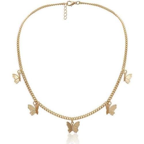 Korean Fashion Necklace Jewelry Statement Necklace Cute Butterfly Pendant Necklace Clavicle Choker Necklace Women Wholesale