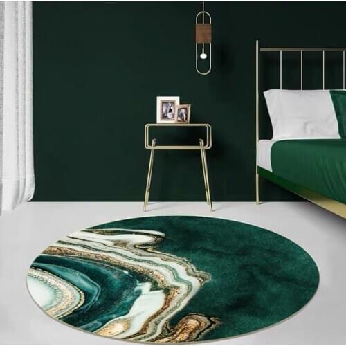 Round Carpet Nordic Floor Rug Green Carpets For Modern Living Room Home Floor Mat Bedroom Decor Shaggy Carpet 3D Floor Mat