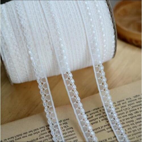 10 meters Handmade diy laciness12mm wave belt laciness Ivory polyester lace ribbon trim for garment hair accessories