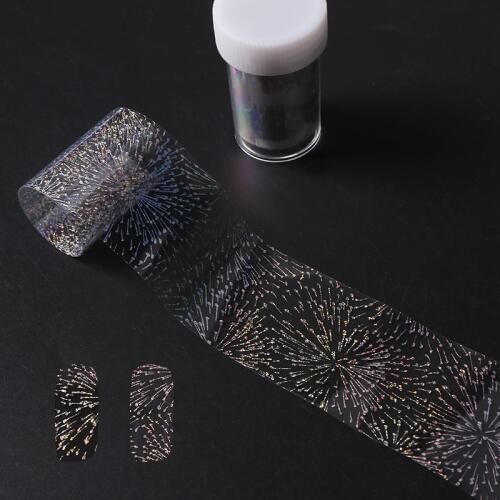 Laser Nail Foil 4*100cm Holographic Transfer Starry Sticker for Manicure Hexagon Dot Heart Fireworks Nail Art Decoration