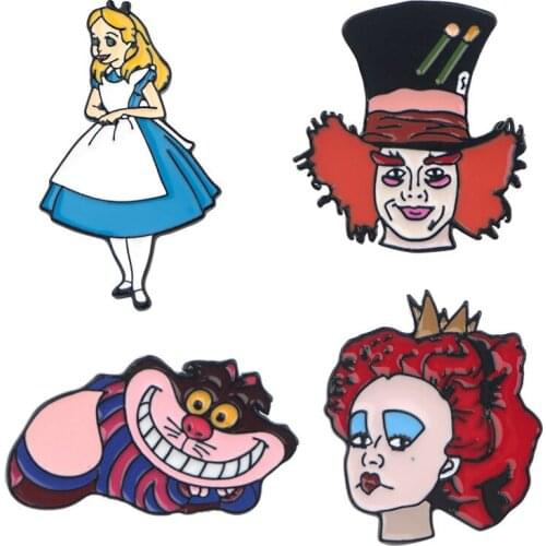Disney Alice In Wonderland Fashion Anime Action Figures Cartoon Products Accessories Brooch Unisex Birthday Gifts