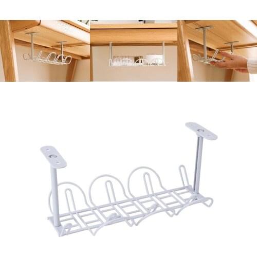 Power Cord Rack At The Bottom Of The Table Under Desk Cable Management Tray Storage Organizer Wire Cord Power Charger Plugs
