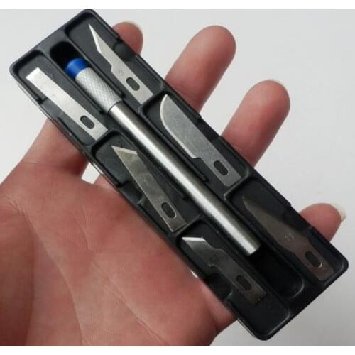 Non-slip Metal Scalpel + 6 pcs Blades Wood Carving Knives Fruit Food Craft Sculpture Engraving Knife Hand Tools