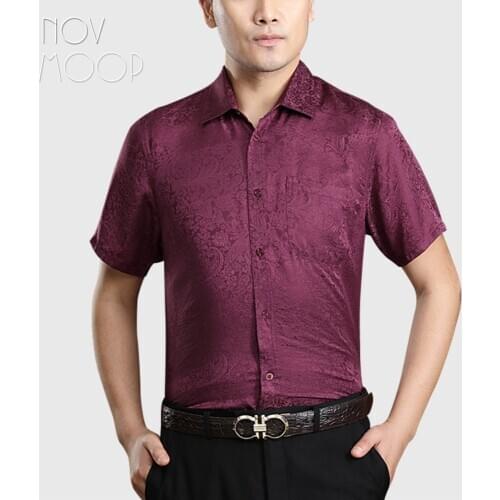 Novmoop 2020 new design natural silk parsley pattern mens shirt Camisa de seda para hombre LT3236