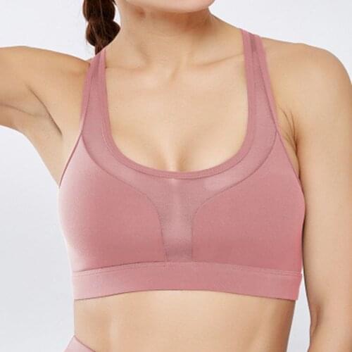 New Back Pocket Sports Bra shock-proof Horizontal Mesh Stitching Sports Underwear Yoga clothing