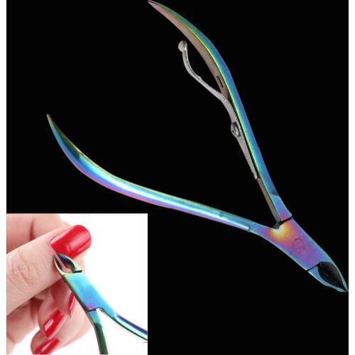 Nail Cuticle Scissors Stainless Steel Nipper Clipper Dead Skin Remover Scissor Rainbow Metal Nail Art Manicure Pedicure Tools